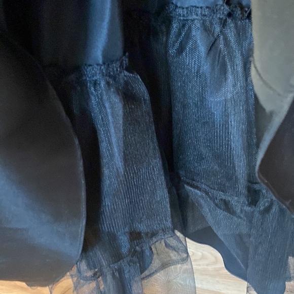 Betsy & Adam Long Silky Black Formal Prom Bridesmaid Gown with Crinoline 10 - Picture 8 of 15